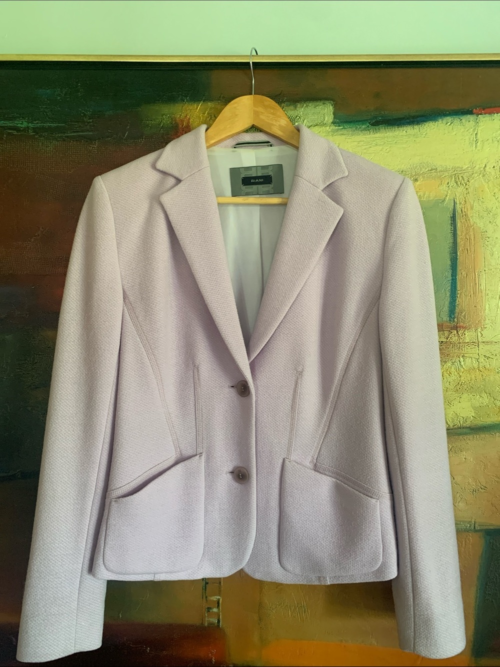 RIANI Lavender Wool Blend Tailored Blazer Jacket Pastel Lilac Size 10 / US 10